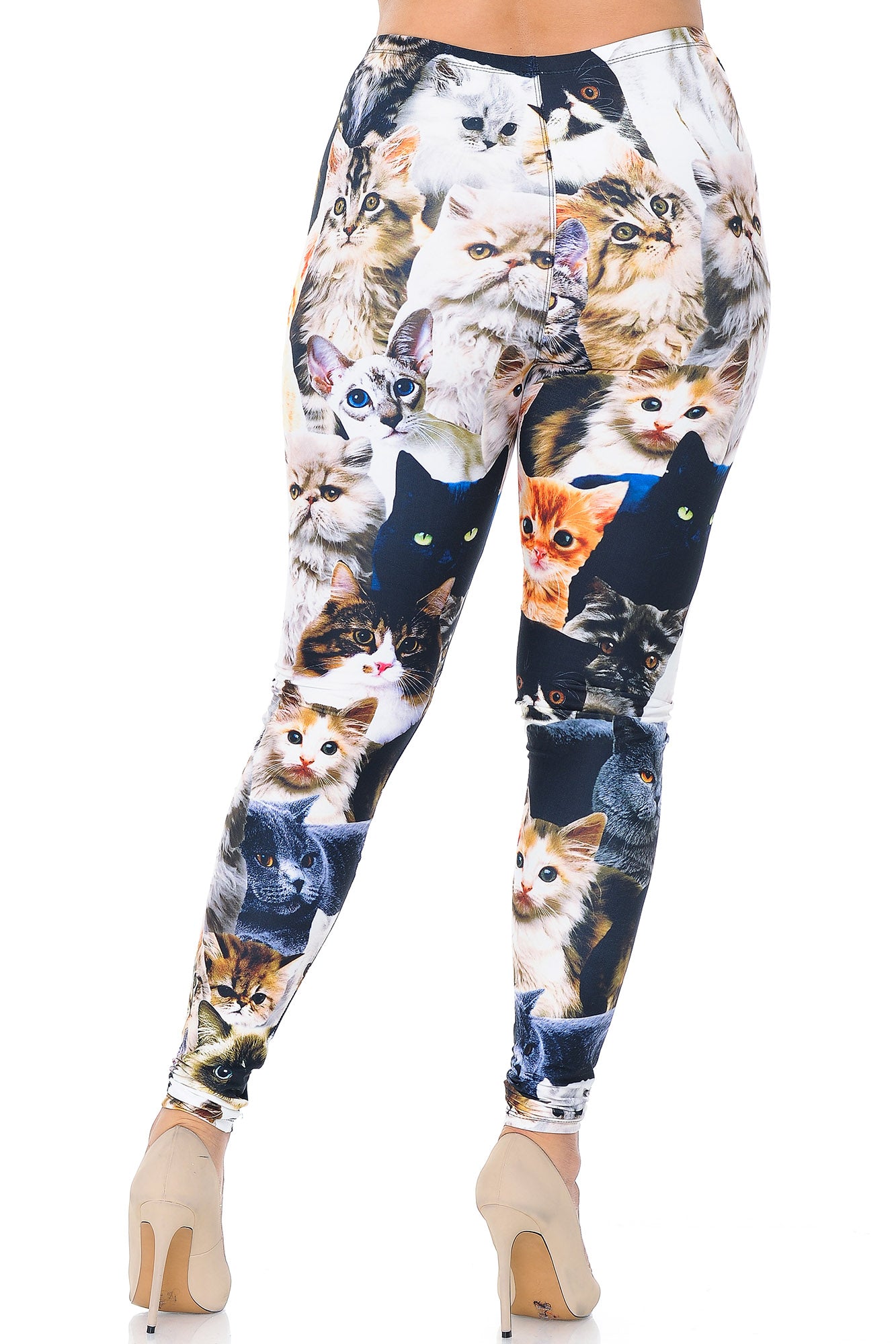 Creamy Soft Leggings Premium Women's Cat Collage Extra Plus, High Rise, Stretchy, Comfortable, 3X-5X Leggings - by USA Fashion