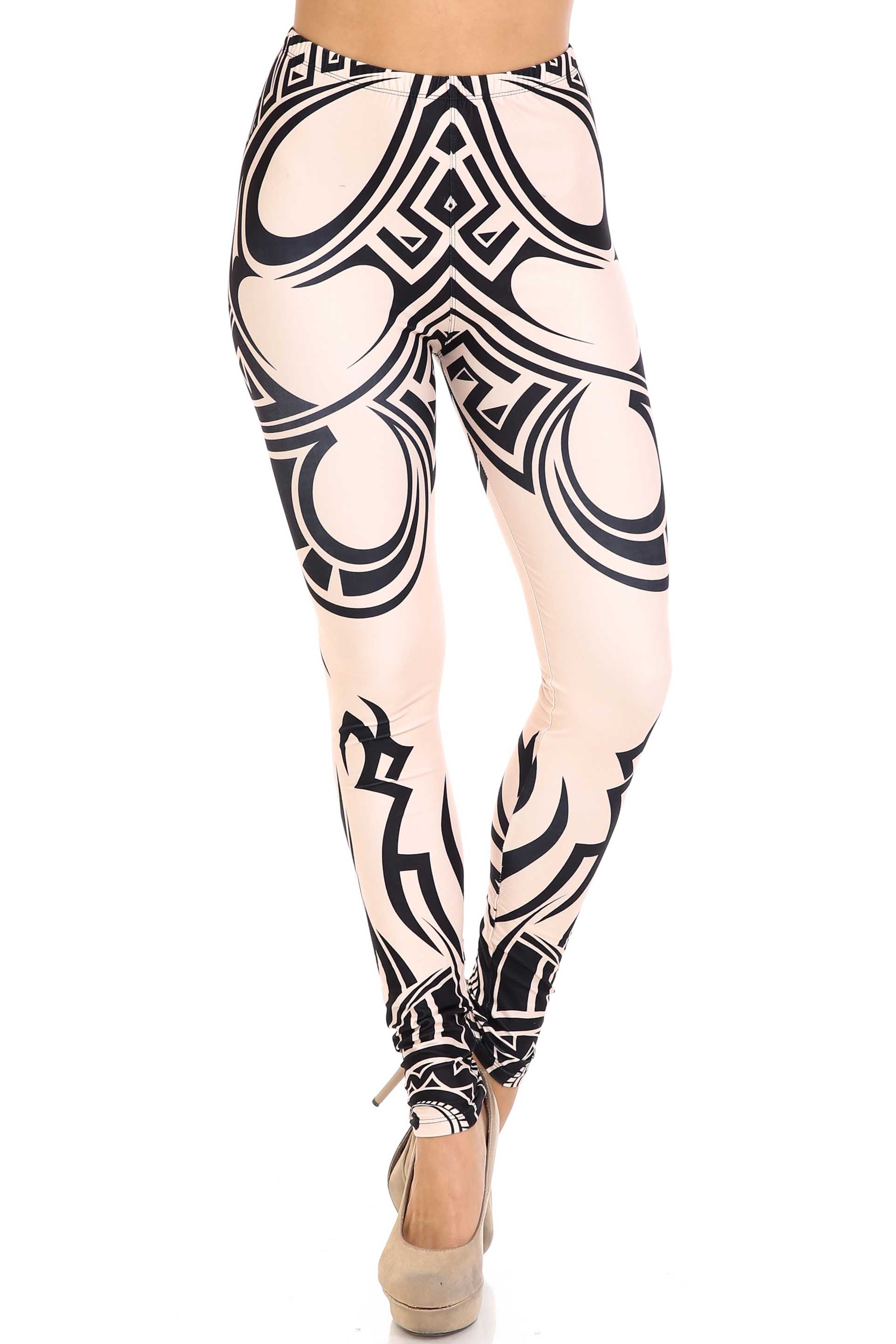 Creamy Soft Leggings Premium Women's Celestial Tribal Extra Plus, High Rise, Stretchy, Comfortable, 3X-5X Leggings - by USA Fashion