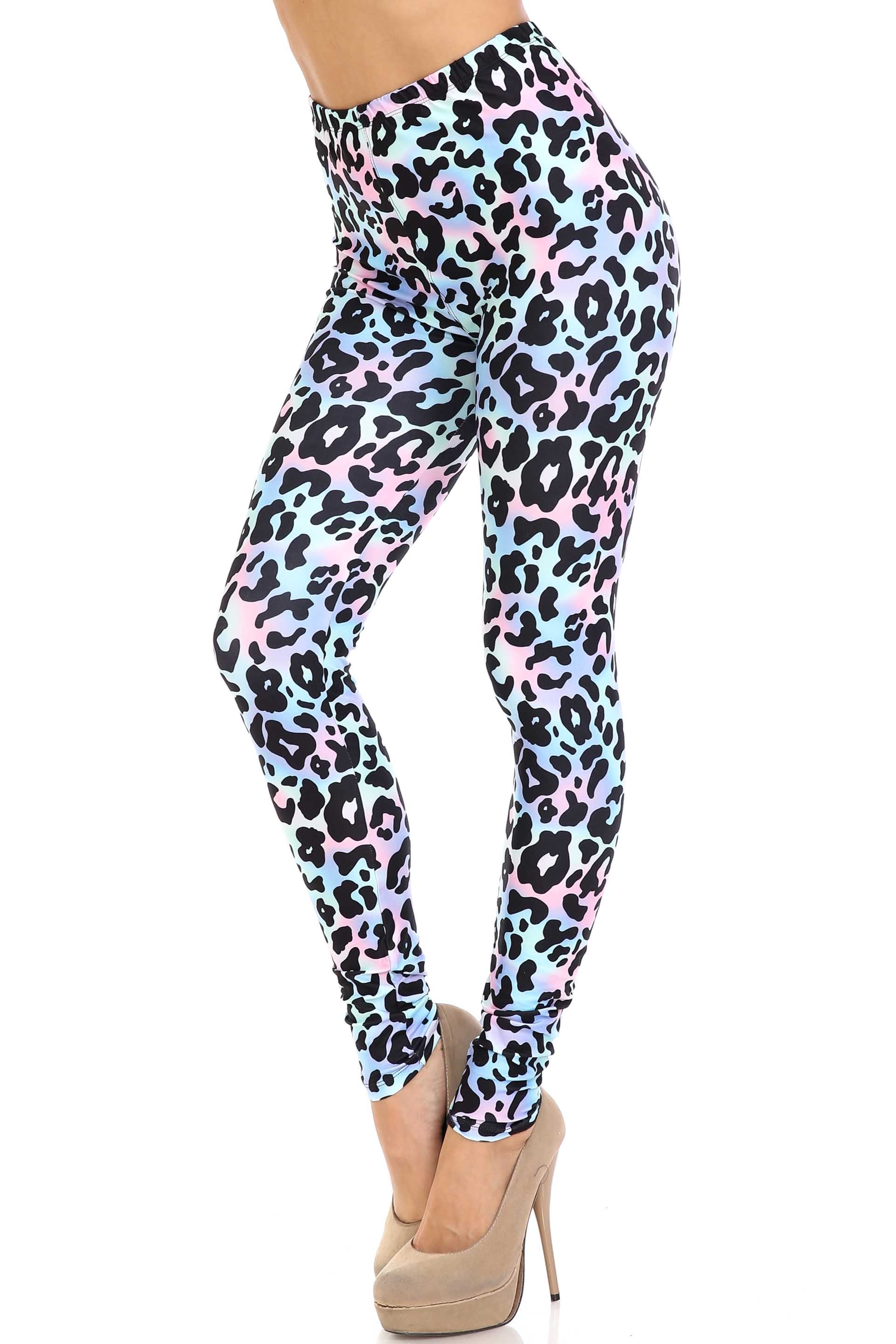 Creamy Soft Leggings Premium Women's Chromatic Leopard Extra Plus, High Rise, Stretchy, Comfortable, 3X-5X Leggings - by USA Fashion
