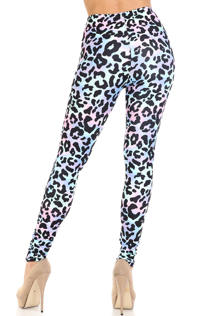 Creamy Soft Leggings Premium Women's Chromatic Leopard Extra Plus, High Rise, Stretchy, Comfortable, 3X-5X Leggings - by USA Fashion