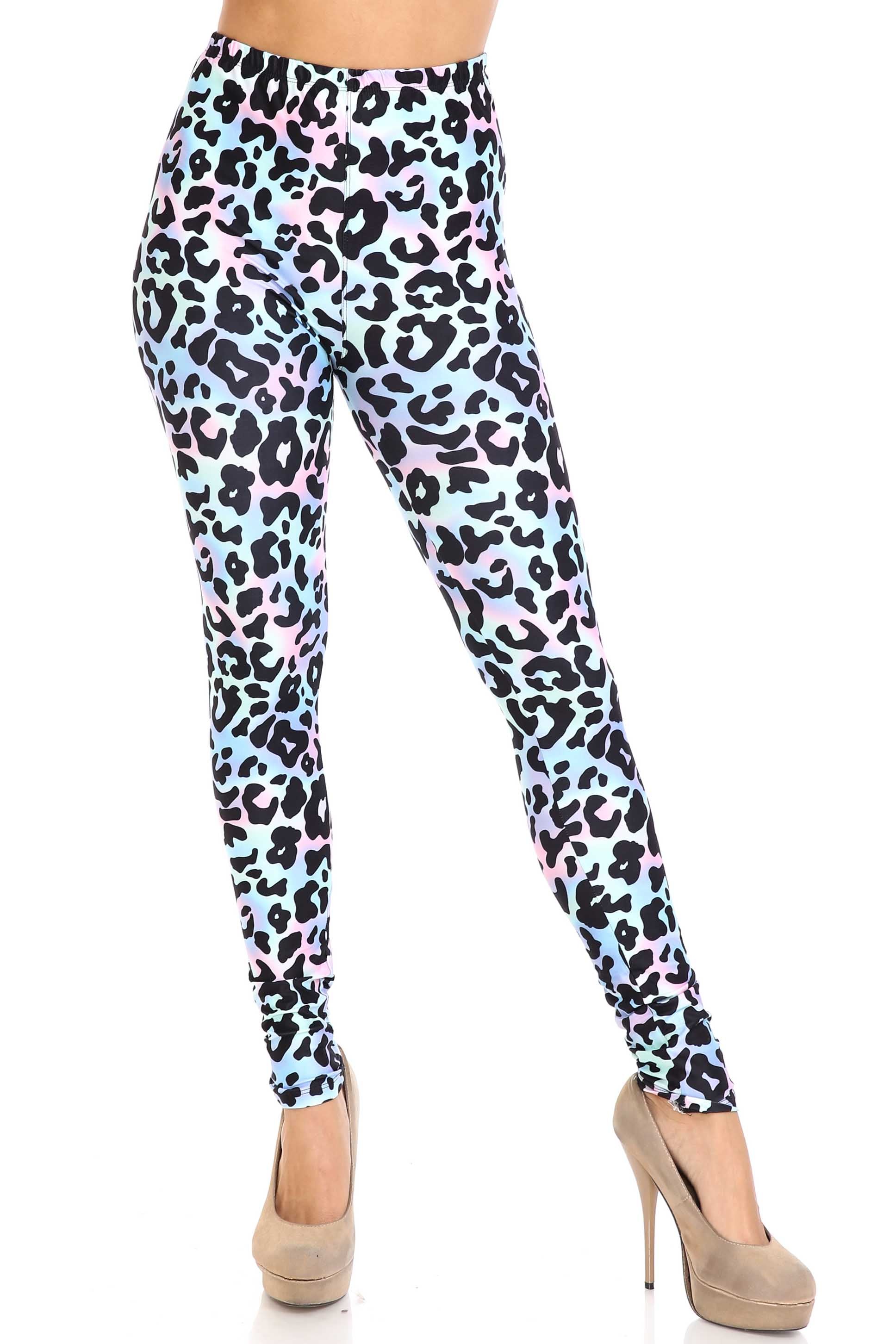Creamy Soft Leggings Premium Women's Chromatic Leopard Extra Plus, High Rise, Stretchy, Comfortable, 3X-5X Leggings - by USA Fashion