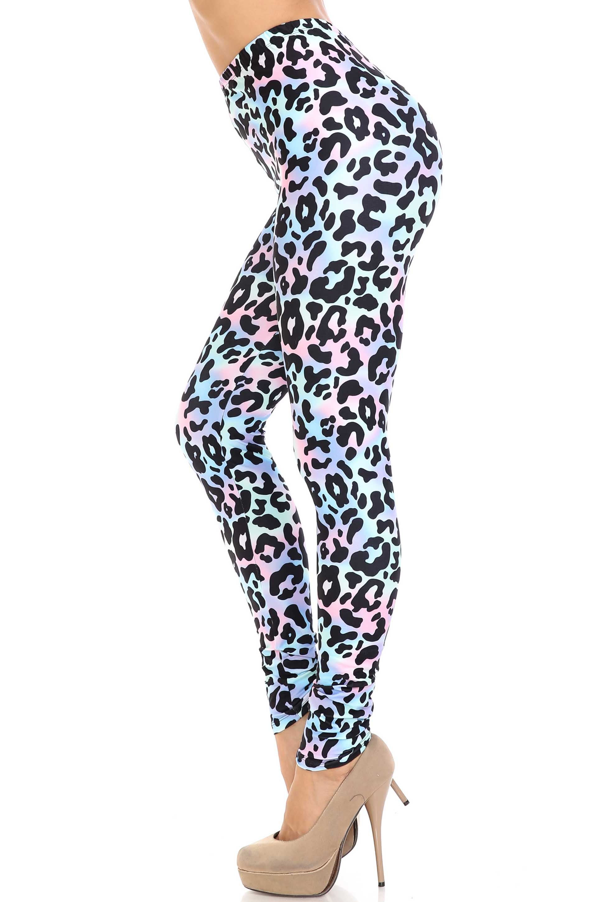 Creamy Soft Leggings Premium Women's Chromatic Leopard Extra Plus, High Rise, Stretchy, Comfortable, 3X-5X Leggings - by USA Fashion