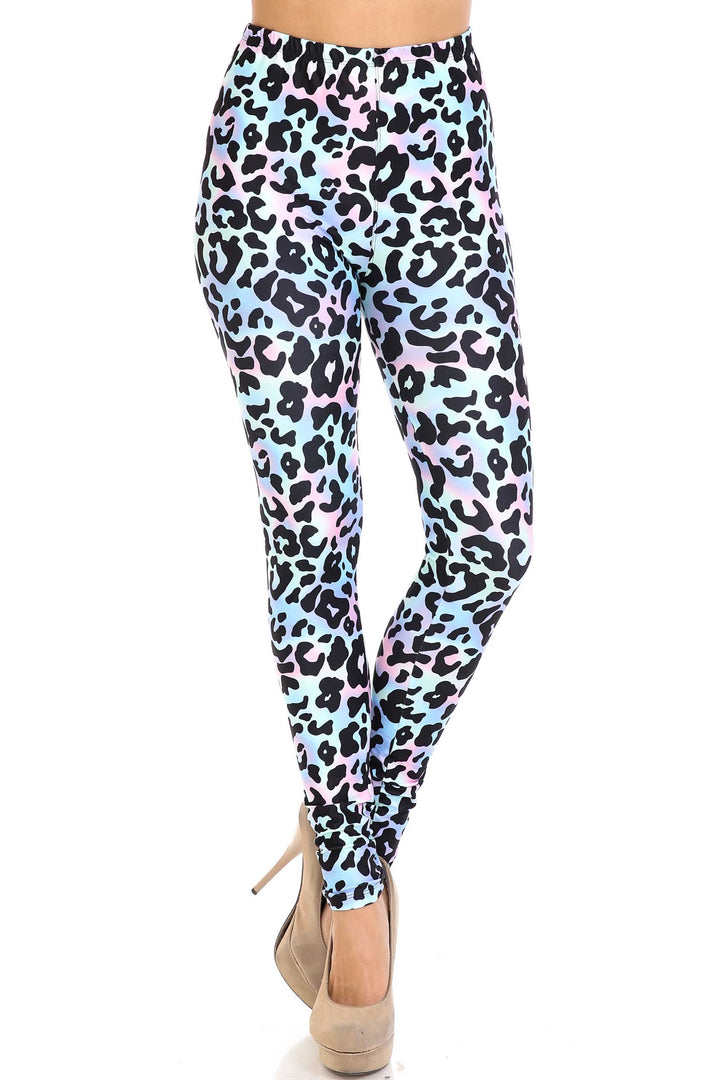 Creamy Soft Leggings Premium Women's Chromatic Leopard Extra Plus, High Rise, Stretchy, Comfortable, 3X-5X Leggings - by USA Fashion