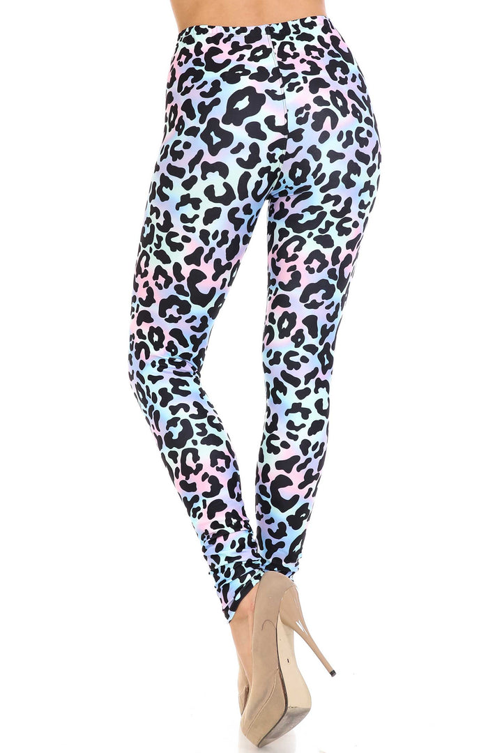 Creamy Soft Leggings Premium Women's Chromatic Leopard Extra Plus, High Rise, Stretchy, Comfortable, 3X-5X Leggings - by USA Fashion