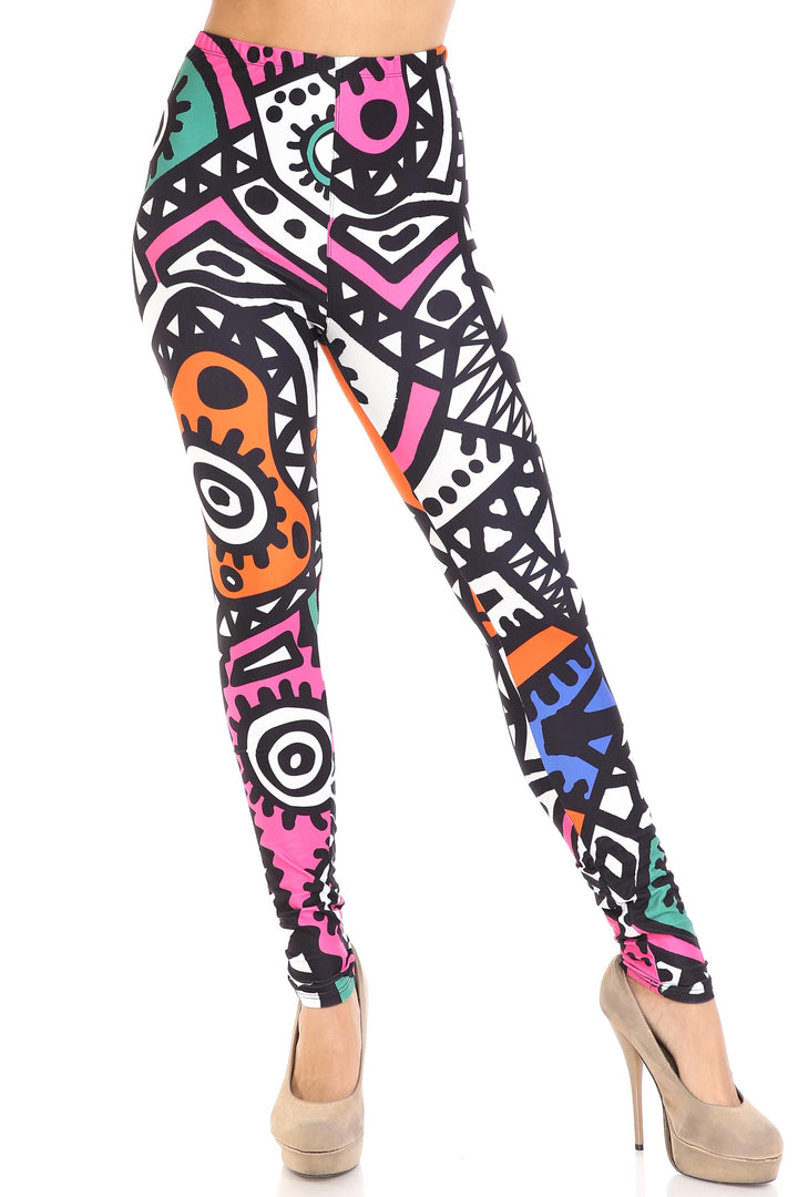 Creamy Soft Leggings Premium Women's Color Tribe Extra Plus, High Rise, Stretchy, Comfortable, 3X-5X Leggings - by USA Fashion