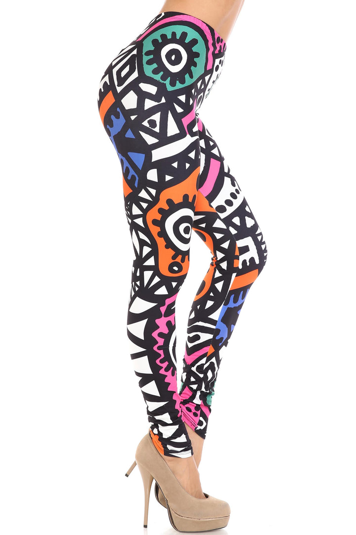Creamy Soft Leggings Premium Women's Color Tribe Extra Plus, High Rise, Stretchy, Comfortable, 3X-5X Leggings - by USA Fashion