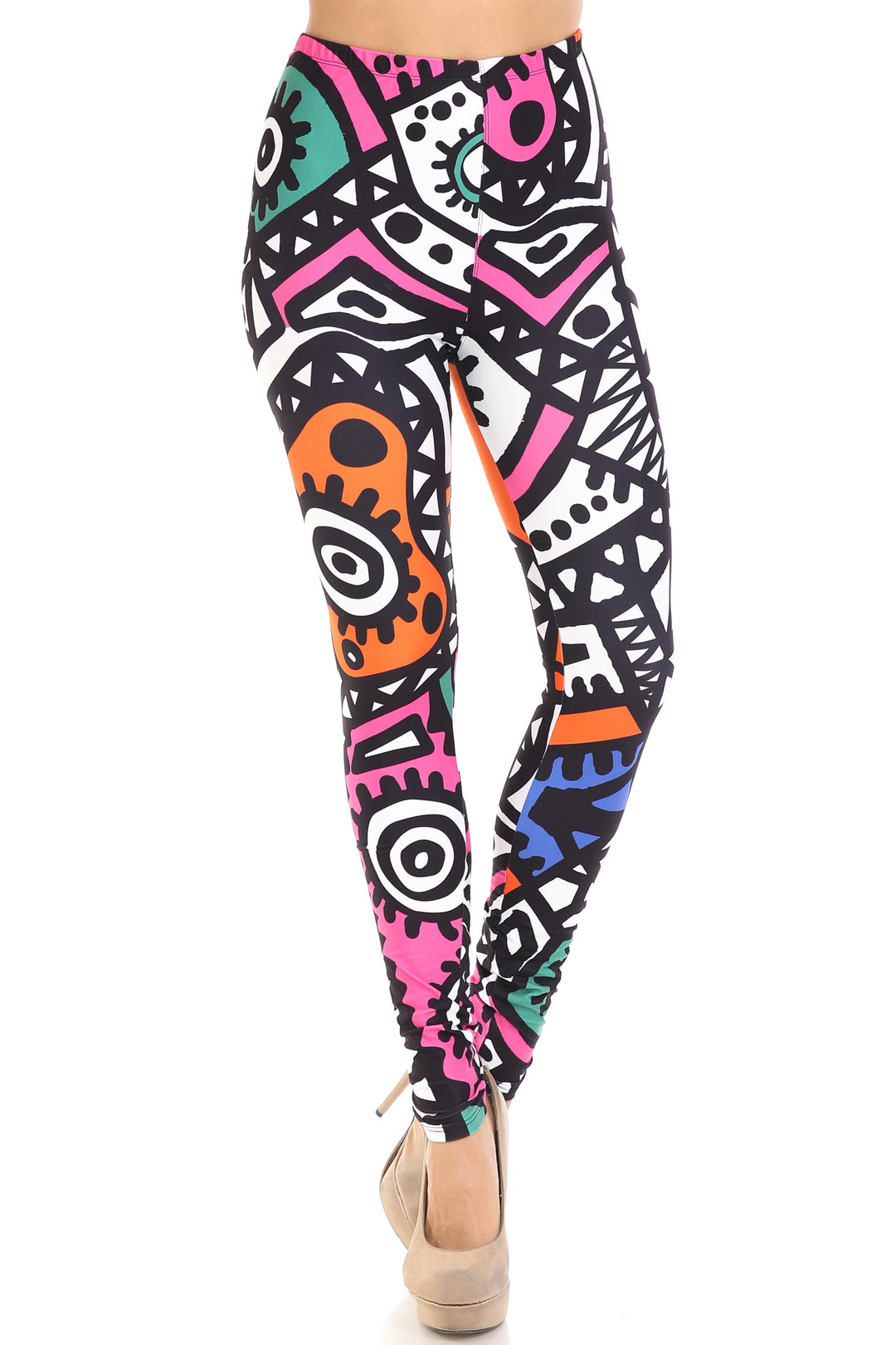 Creamy Soft Leggings Premium Women's Color Tribe Extra Plus, High Rise, Stretchy, Comfortable, 3X-5X Leggings - by USA Fashion