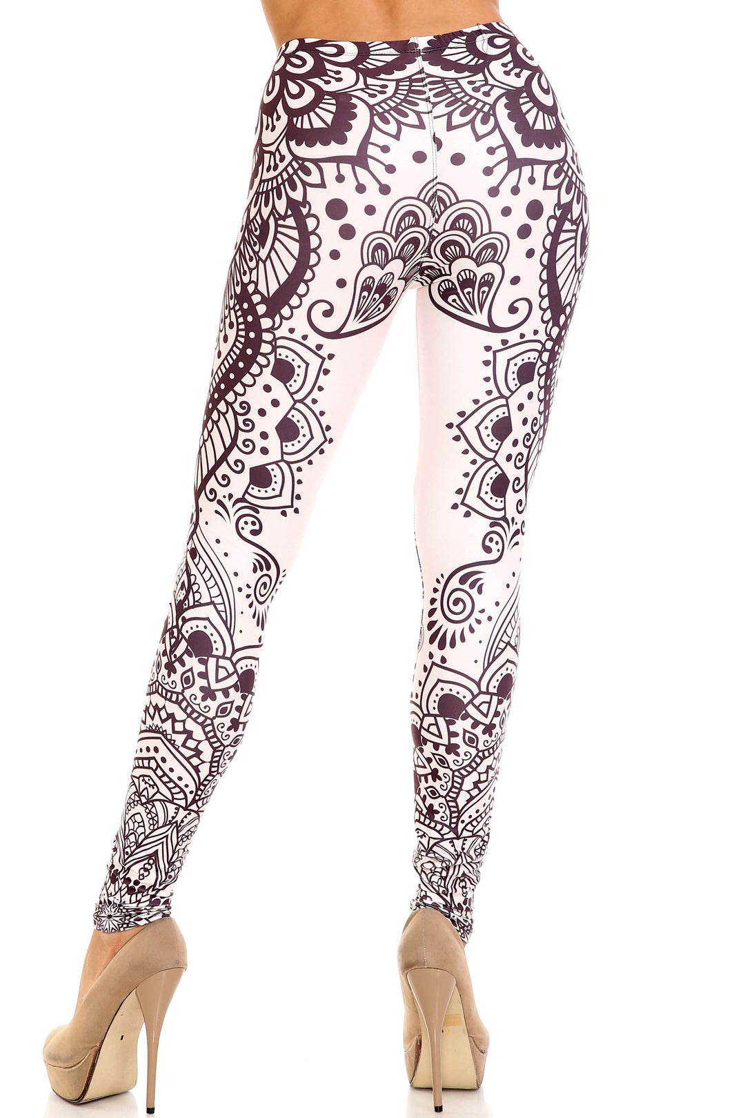 Creamy Soft Leggings Premium Women's Creamy Tribal Mandala Extra Plus, High Rise, Stretchy, Comfortable, 3X-5X Leggings - by USA Fashion