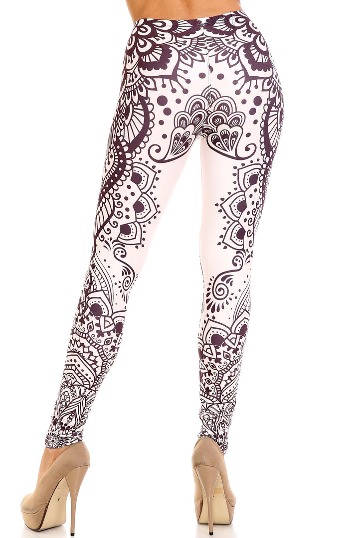 Creamy Soft Leggings Premium Women's Creamy Tribal Mandala Extra Plus, High Rise, Stretchy, Comfortable, 3X-5X Leggings - by USA Fashion