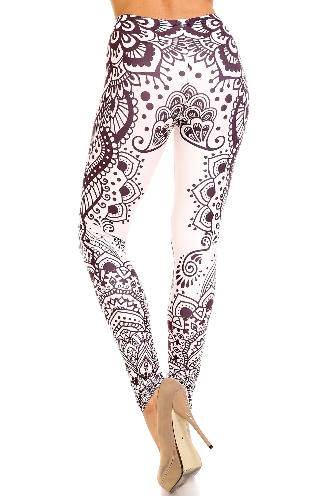 Creamy Soft Leggings Premium Women's Creamy Tribal Mandala Extra Plus, High Rise, Stretchy, Comfortable, 3X-5X Leggings - by USA Fashion