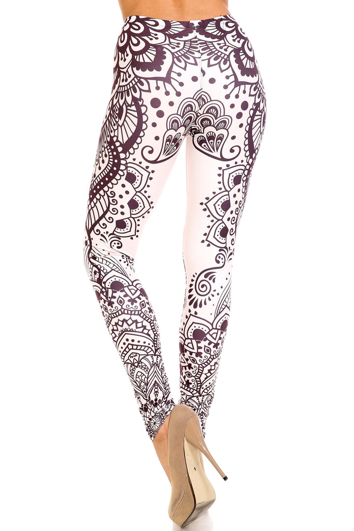 Creamy Soft Leggings Premium Women's Creamy Tribal Mandala Extra Plus, High Rise, Stretchy, Comfortable, 3X-5X Leggings - by USA Fashion