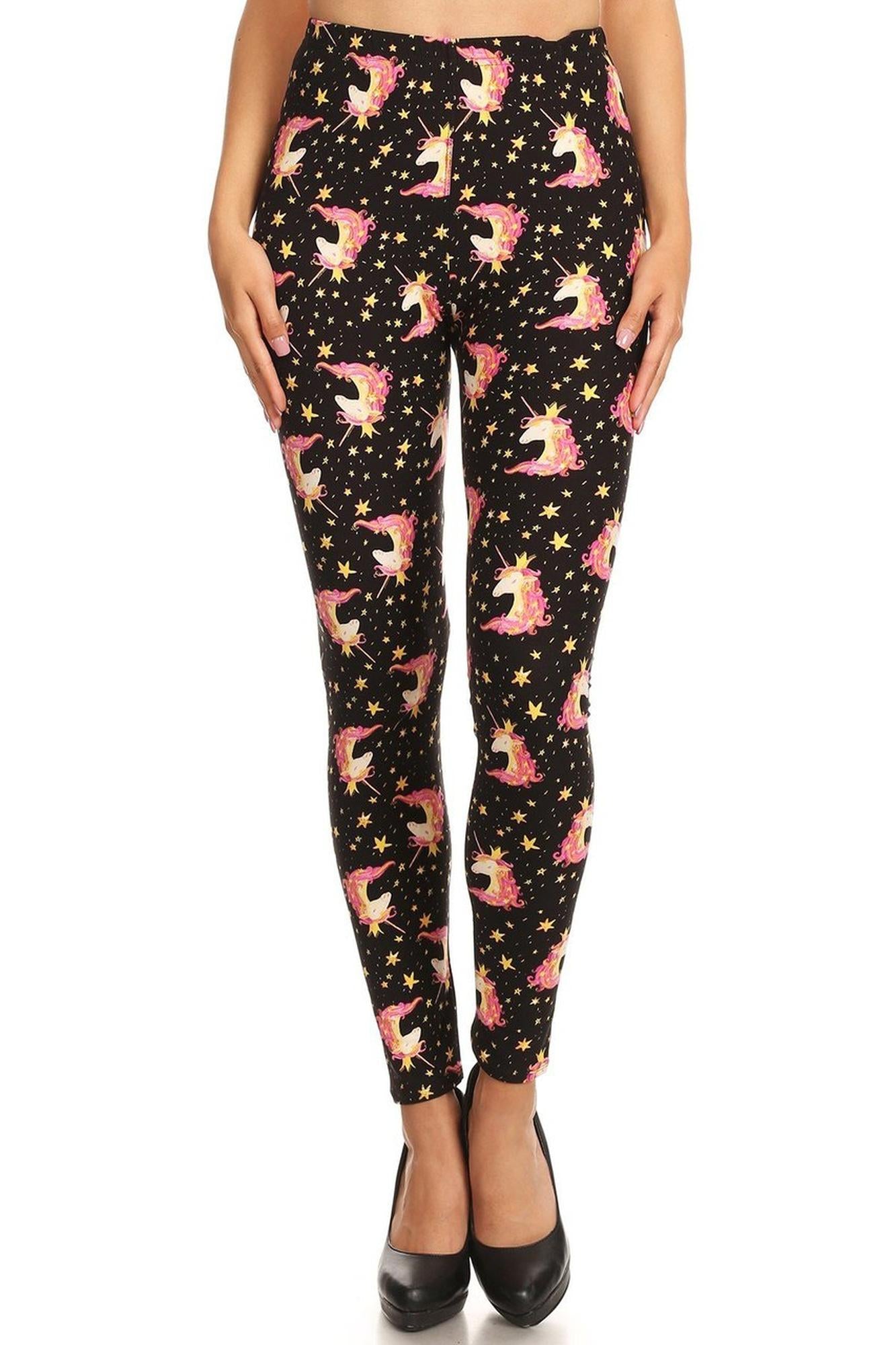 Buttery Soft Twinkle Unicorn Plus Size Leggings - 3X-5X - LIMITED EDITION (One Size Plus,Black)