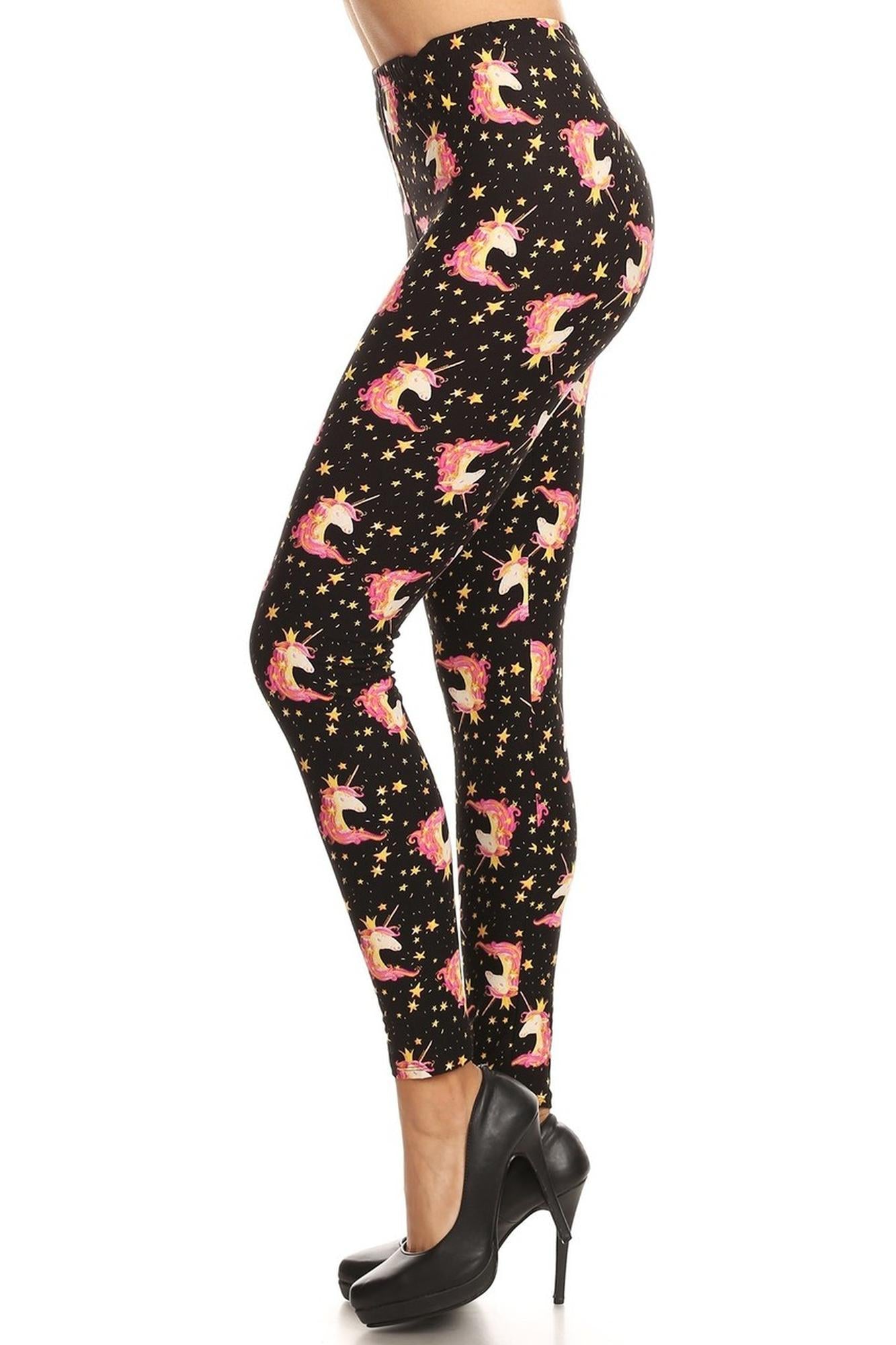 Buttery Soft Twinkle Unicorn Plus Size Leggings - 3X-5X - LIMITED EDITION (One Size Plus,Black)