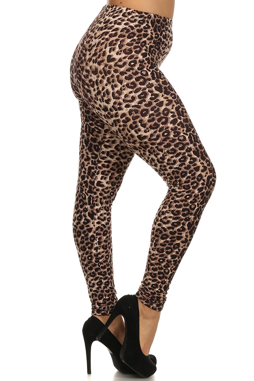 Buttery Soft Feral Cheetah Extra Plus Size Leggings - 3X-5X (XPlus One Size,Brown)