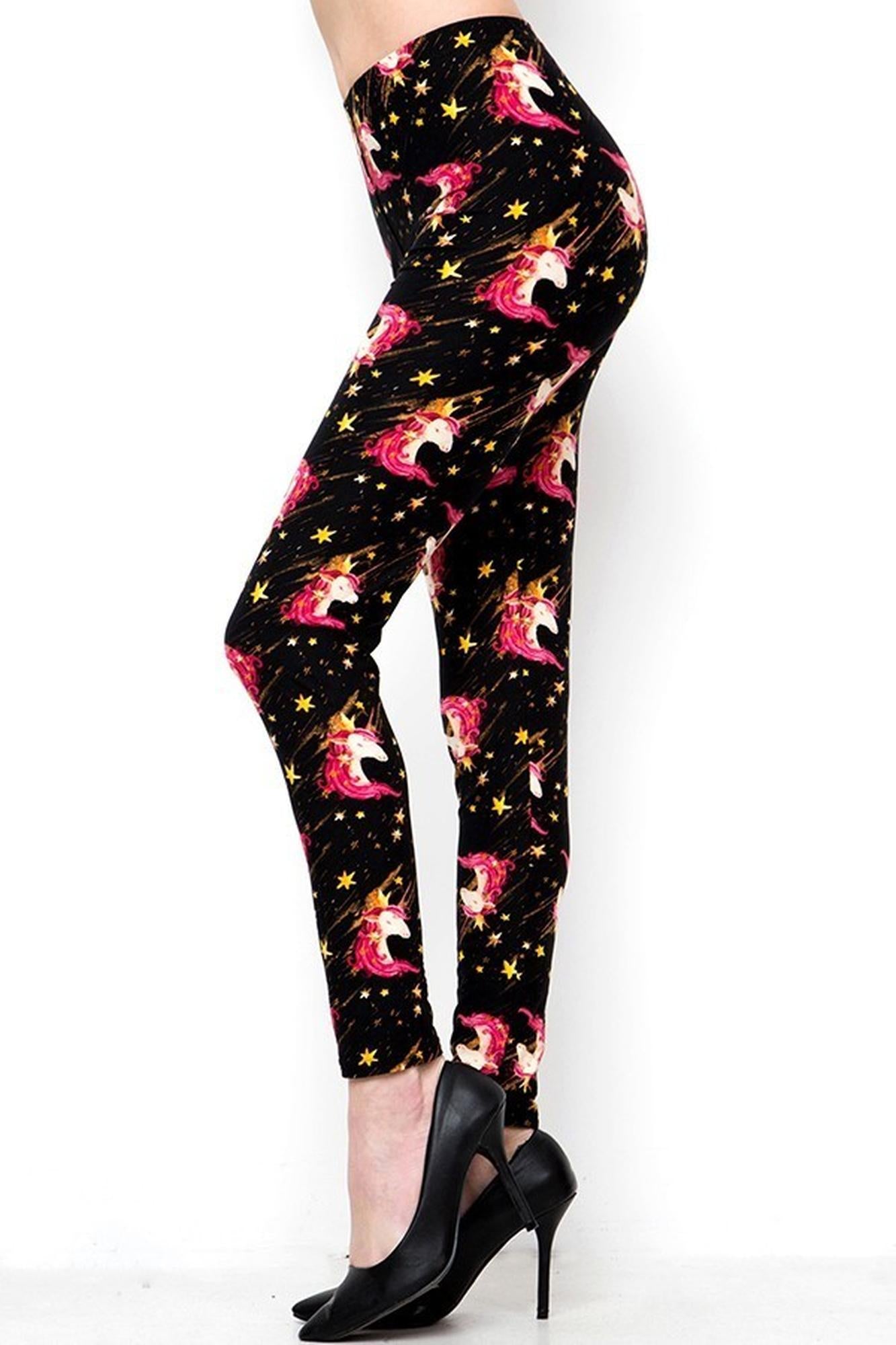 Buttery Soft Twinkle Unicorn Extra Plus Size Leggings - 3X - 5X (XPlus One Size,Black)