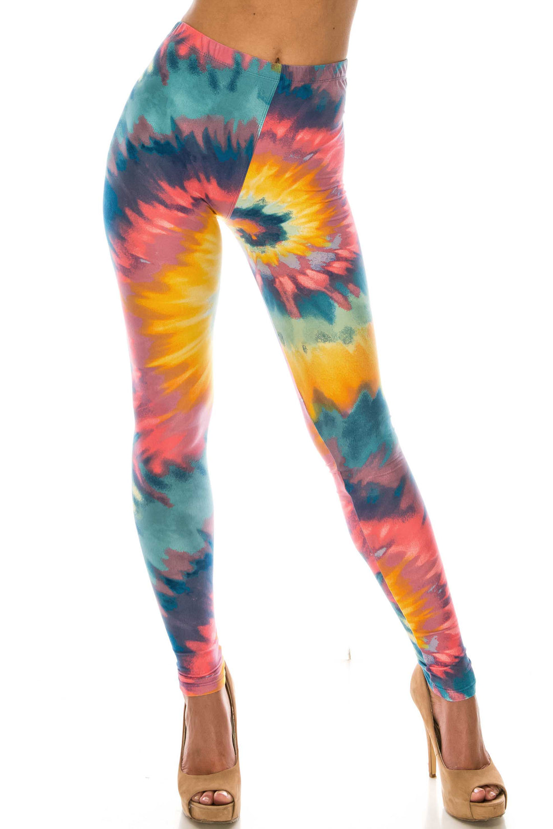 Buttery Soft Multi-Color-Bold Tie Dye Extra Plus Size Leggings - 3X-5X (XPlus One Size,Multi Color Bold)