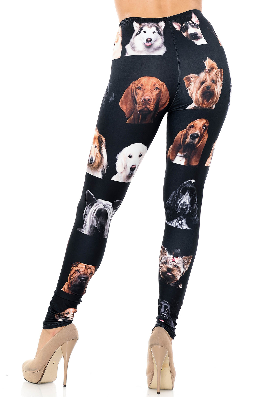 Creamy Soft Leggings Premium Women's Cute Puppy Dog Faces Extra Plus, High Rise, Stretchy, Comfortable, 3X-5X Leggings - by USA Fashion