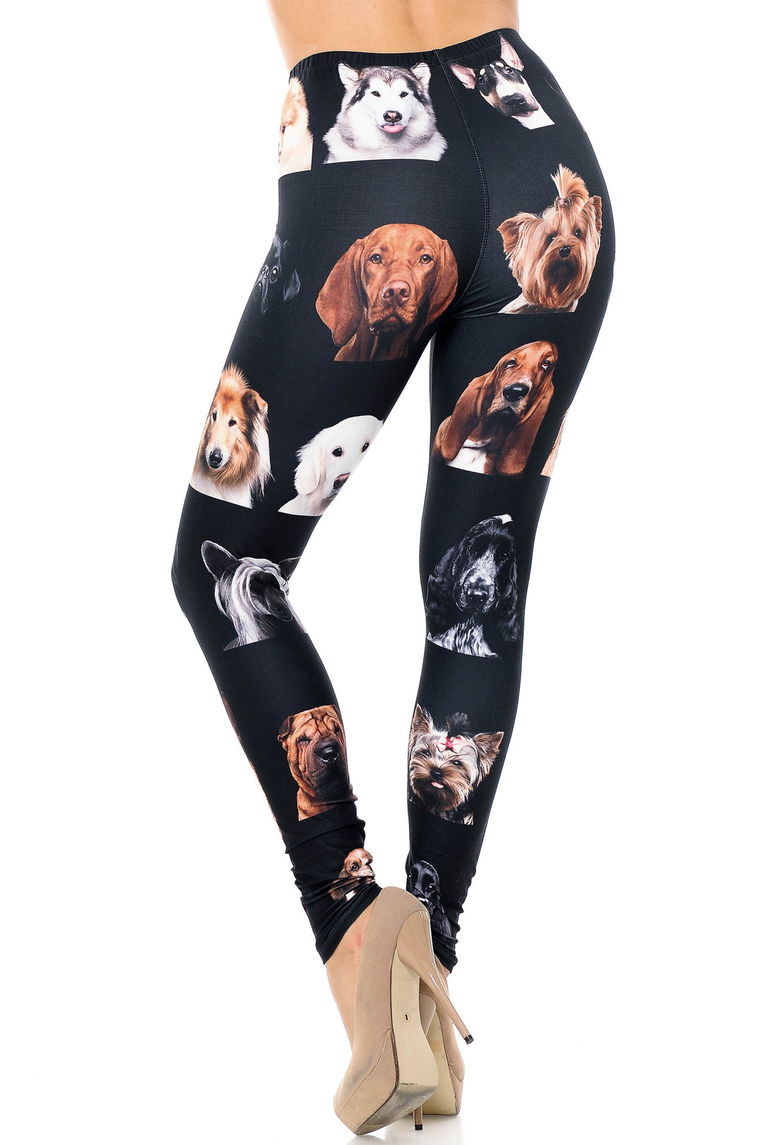 Creamy Soft Leggings Premium Women's Cute Puppy Dog Faces Extra Plus, High Rise, Stretchy, Comfortable, 3X-5X Leggings - by USA Fashion