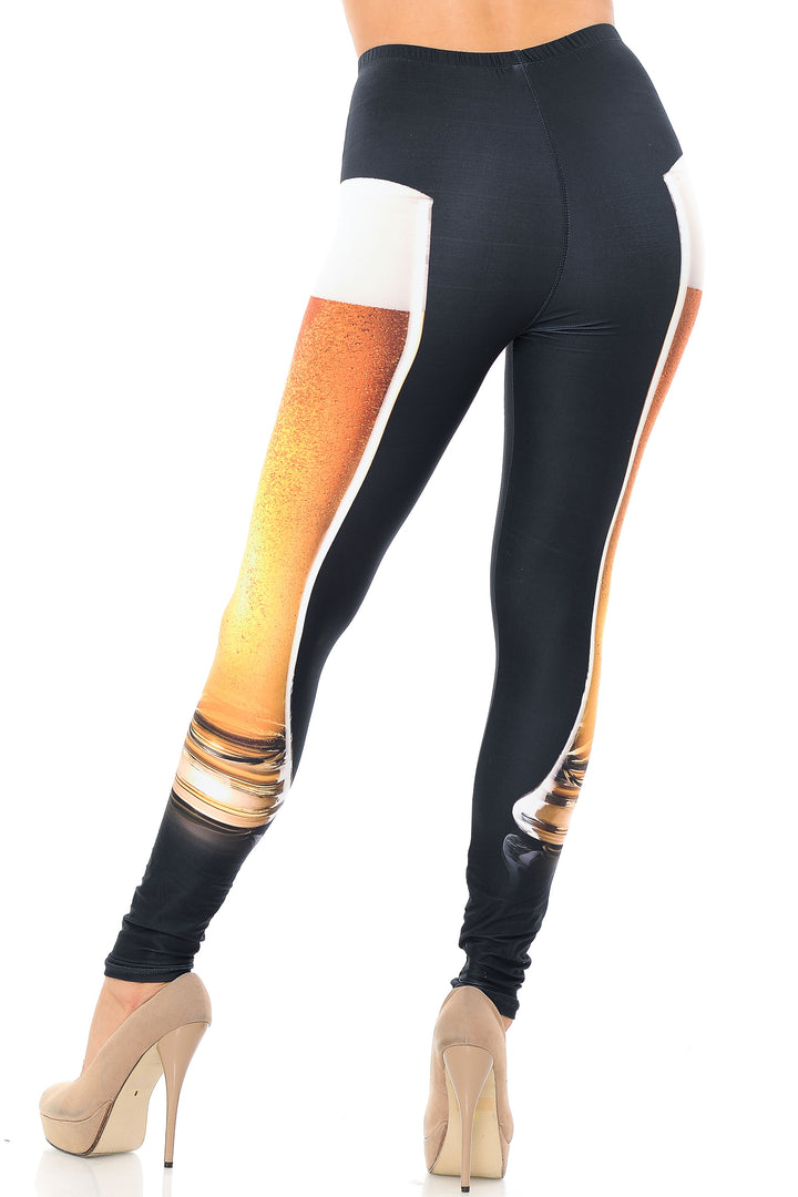 Creamy Soft Leggings Premium Women's Draft Beer Extra Plus, High Rise, Stretchy, Comfortable, 3X-5X Leggings - by USA Fashion