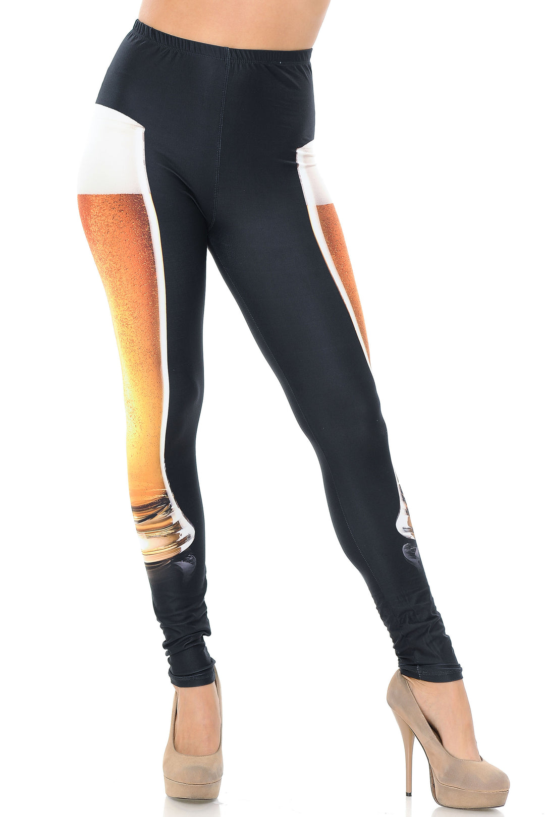 Creamy Soft Leggings Premium Women's Draft Beer Extra Plus, High Rise, Stretchy, Comfortable, 3X-5X Leggings - by USA Fashion