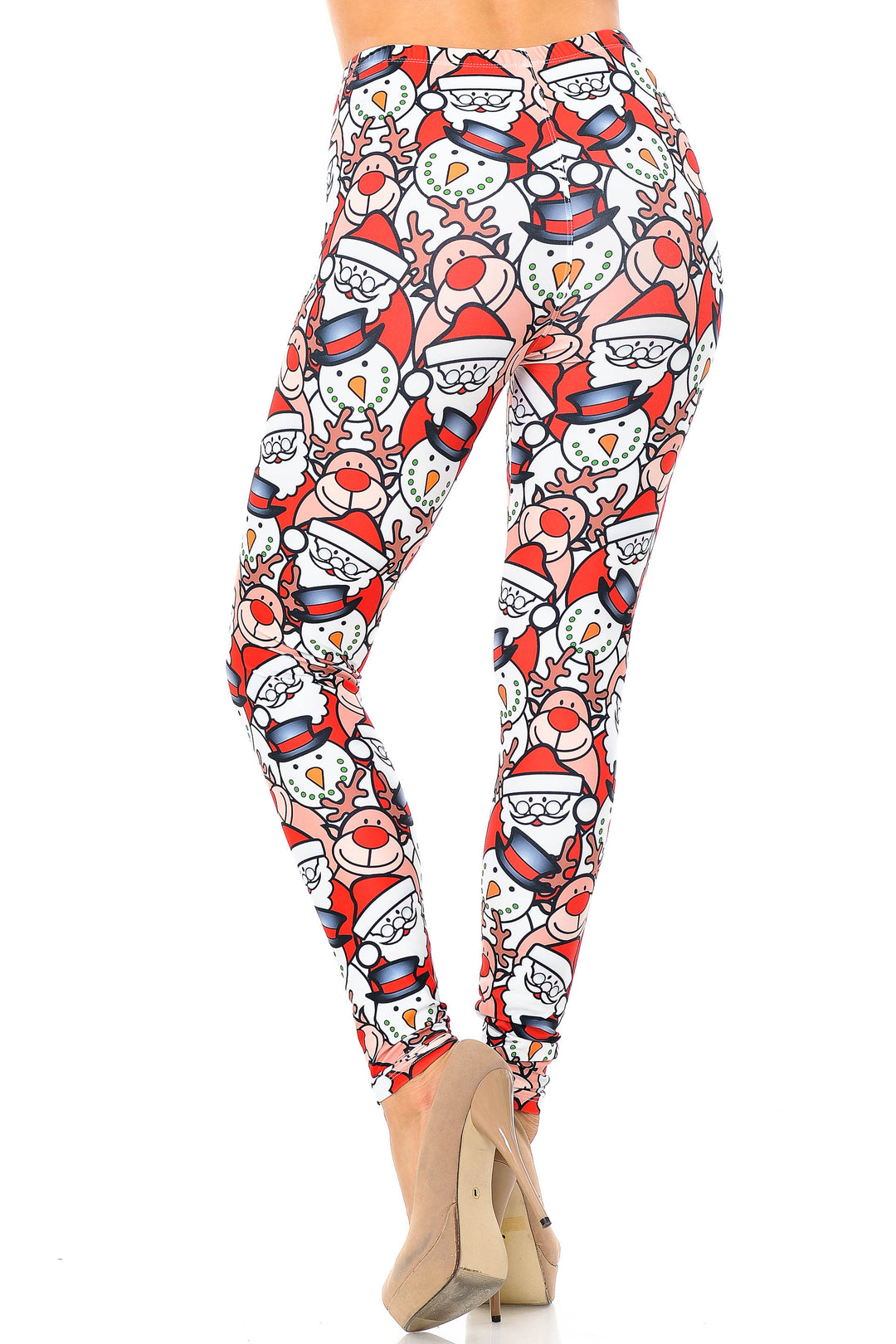Creamy Soft Leggings Premium Women's Frosty Santa Rudolph Extra Plus, High Rise, Stretchy, Comfortable, 3X-5X Leggings - by USA Fashion