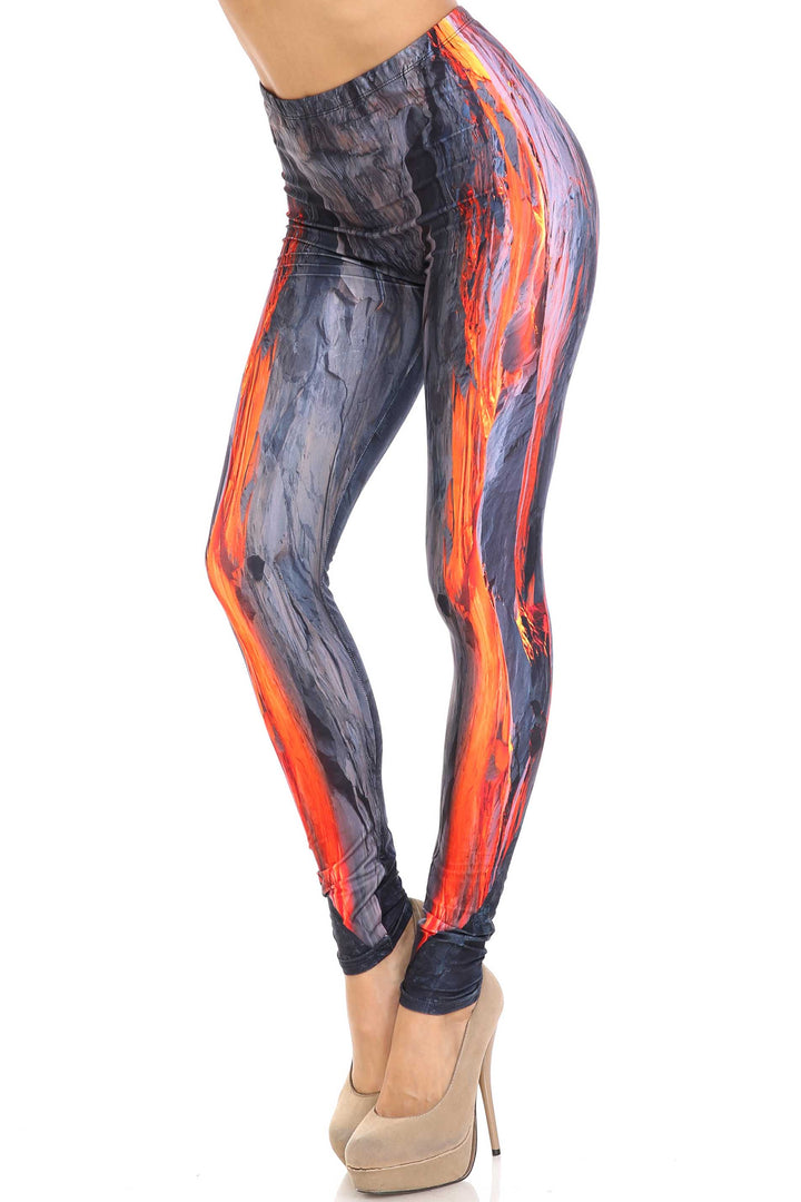 Creamy Soft Leggings Premium Women's Hot Lava Extra Plus, High Rise, Stretchy, Comfortable, 3X-5X Leggings - by USA Fashion