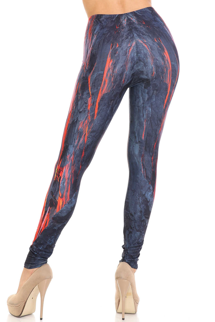 Creamy Soft Leggings Premium Women's Hot Lava Extra Plus, High Rise, Stretchy, Comfortable, 3X-5X Leggings - by USA Fashion
