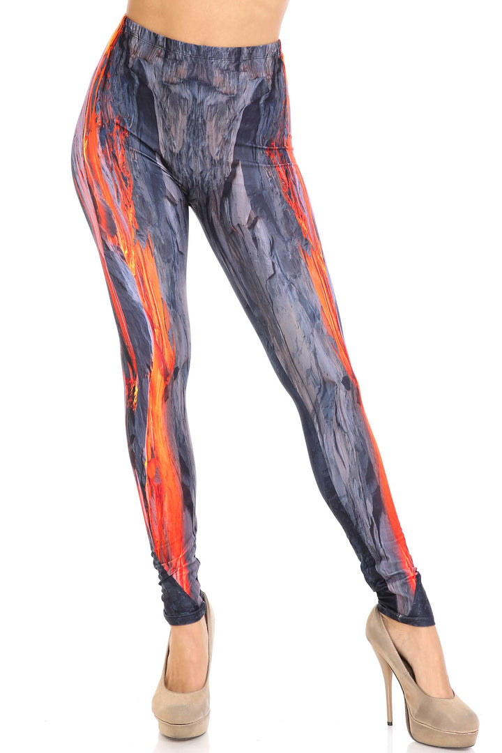 Creamy Soft Leggings Premium Women's Hot Lava Extra Plus, High Rise, Stretchy, Comfortable, 3X-5X Leggings - by USA Fashion