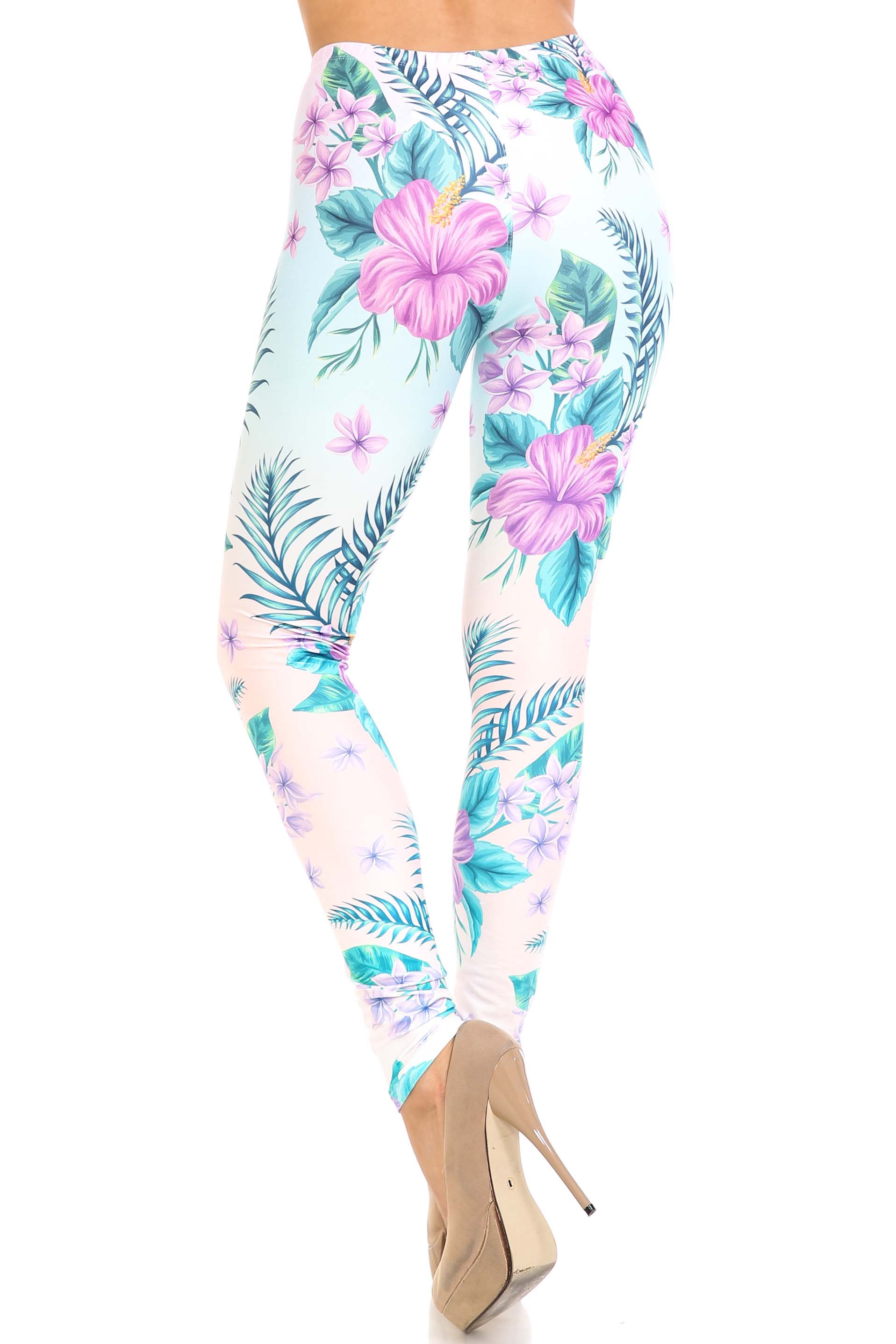 Creamy Soft Leggings Premium Women's Lavender Lilies Extra Plus, High Rise, Stretchy, Comfortable, 3X-5X Leggings - by USA Fashion
