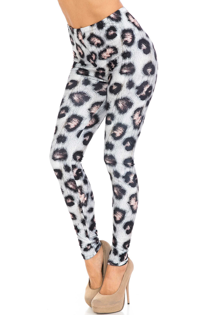 Creamy Soft Leggings Premium Women's Moda Leopard Extra Plus, High Rise, Stretchy, Comfortable, 3X-5X Leggings - by USA Fashion