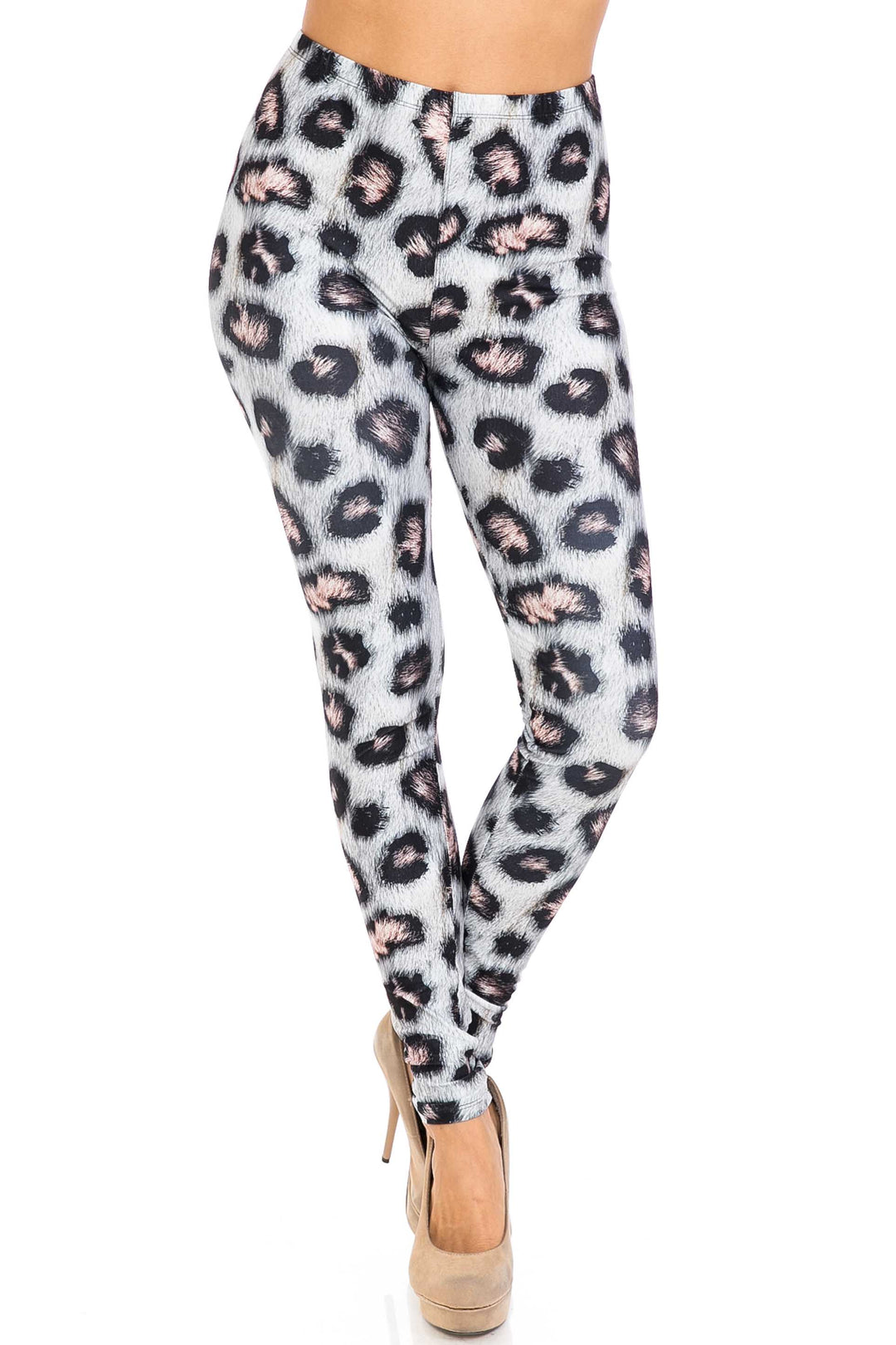 Creamy Soft Leggings Premium Women's Moda Leopard Extra Plus, High Rise, Stretchy, Comfortable, 3X-5X Leggings - by USA Fashion