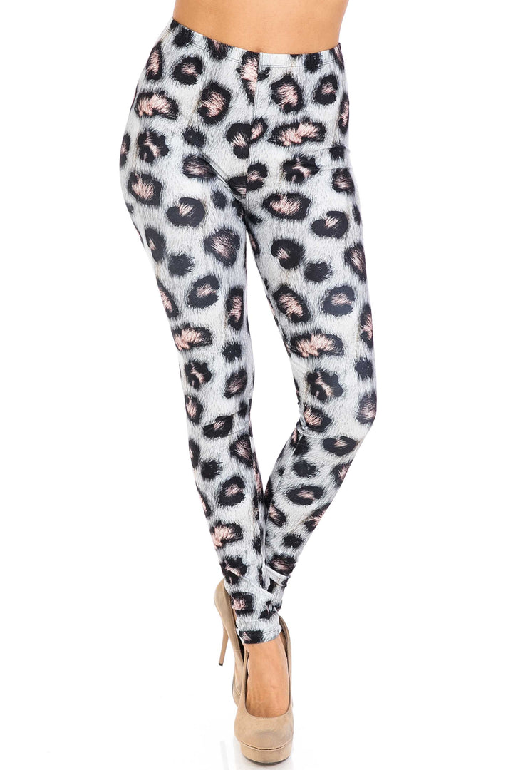 Creamy Soft Leggings Premium Women's Moda Leopard Extra Plus, High Rise, Stretchy, Comfortable, 3X-5X Leggings - by USA Fashion