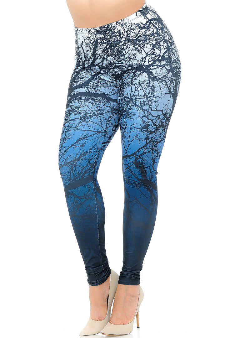 Creamy Soft Leggings Premium Women's Ombre Forest Extra Plus, High Rise, Stretchy, Comfortable, 3X-5X Leggings - by USA Fashion