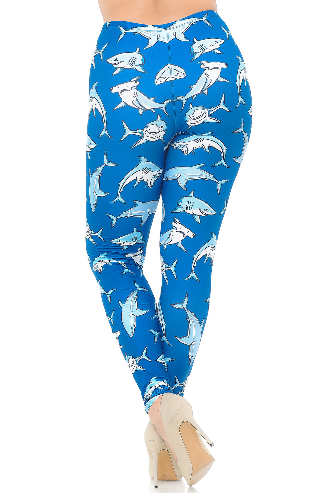 Creamy Soft Leggings Premium Women's Shark Extra Plus, High Rise, Stretchy, Comfortable, 3X-5X Leggings - by USA Fashion