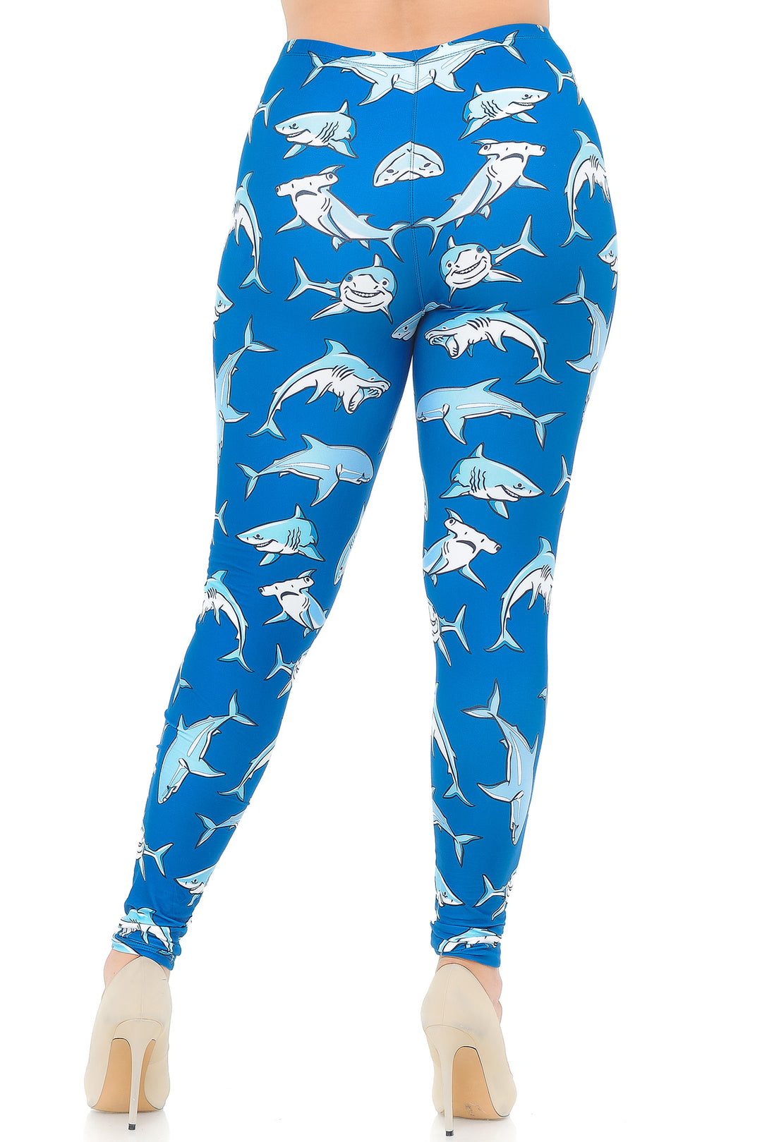 Creamy Soft Leggings Premium Women's Shark Extra Plus, High Rise, Stretchy, Comfortable, 3X-5X Leggings - by USA Fashion
