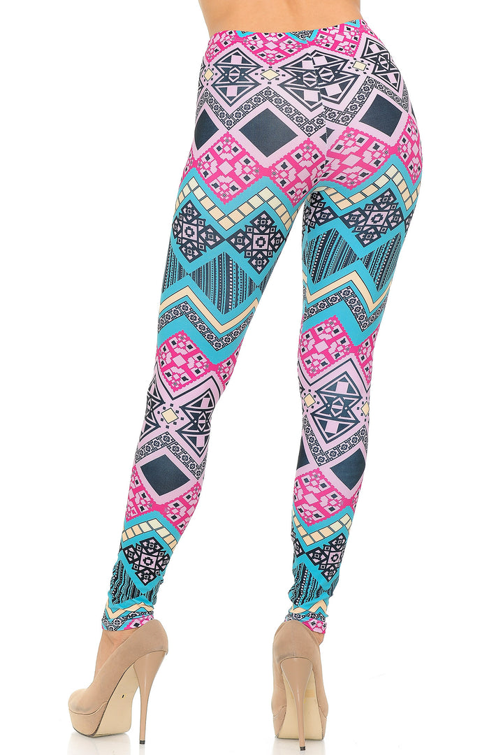 Creamy Soft Leggings Premium Women's Tasty Tribal Extra Plus, High Rise, Stretchy, Comfortable, 3X-5X Leggings - by USA Fashion