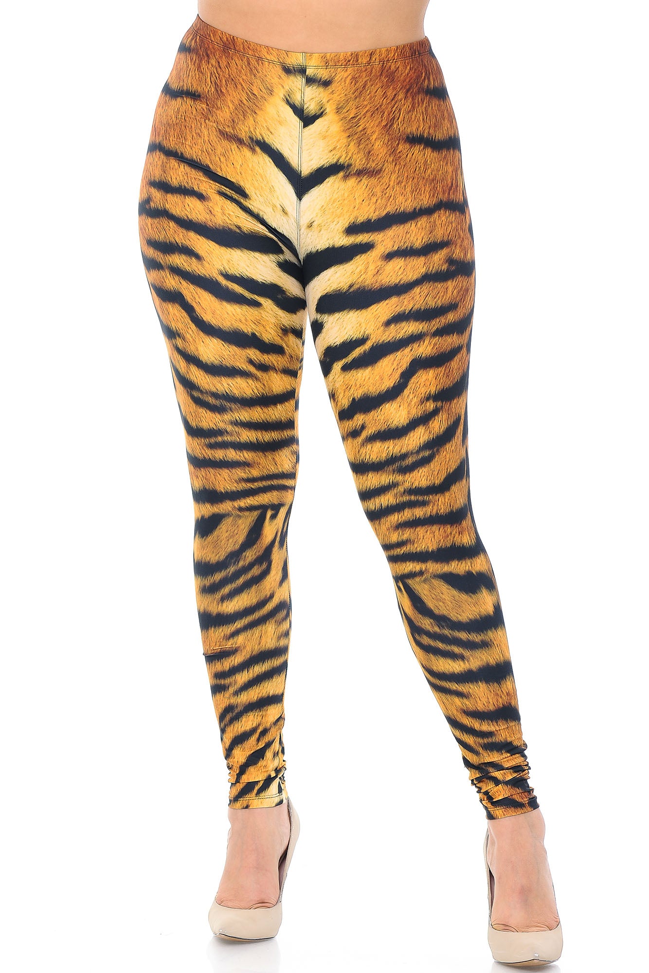 Creamy Soft Leggings Premium Women's Tiger Print Extra Plus, High Rise, Stretchy, Comfortable, 3X-5X Leggings - by USA Fashion