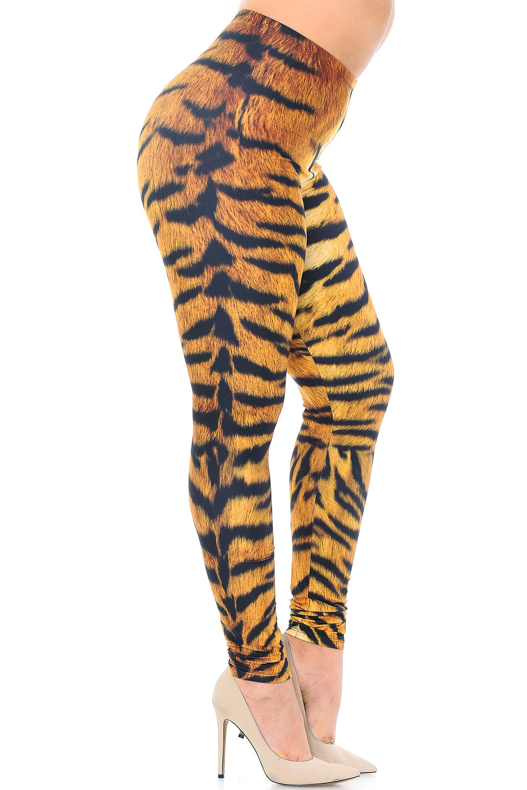 Creamy Soft Leggings Premium Women's Tiger Print Extra Plus, High Rise, Stretchy, Comfortable, 3X-5X Leggings - by USA Fashion