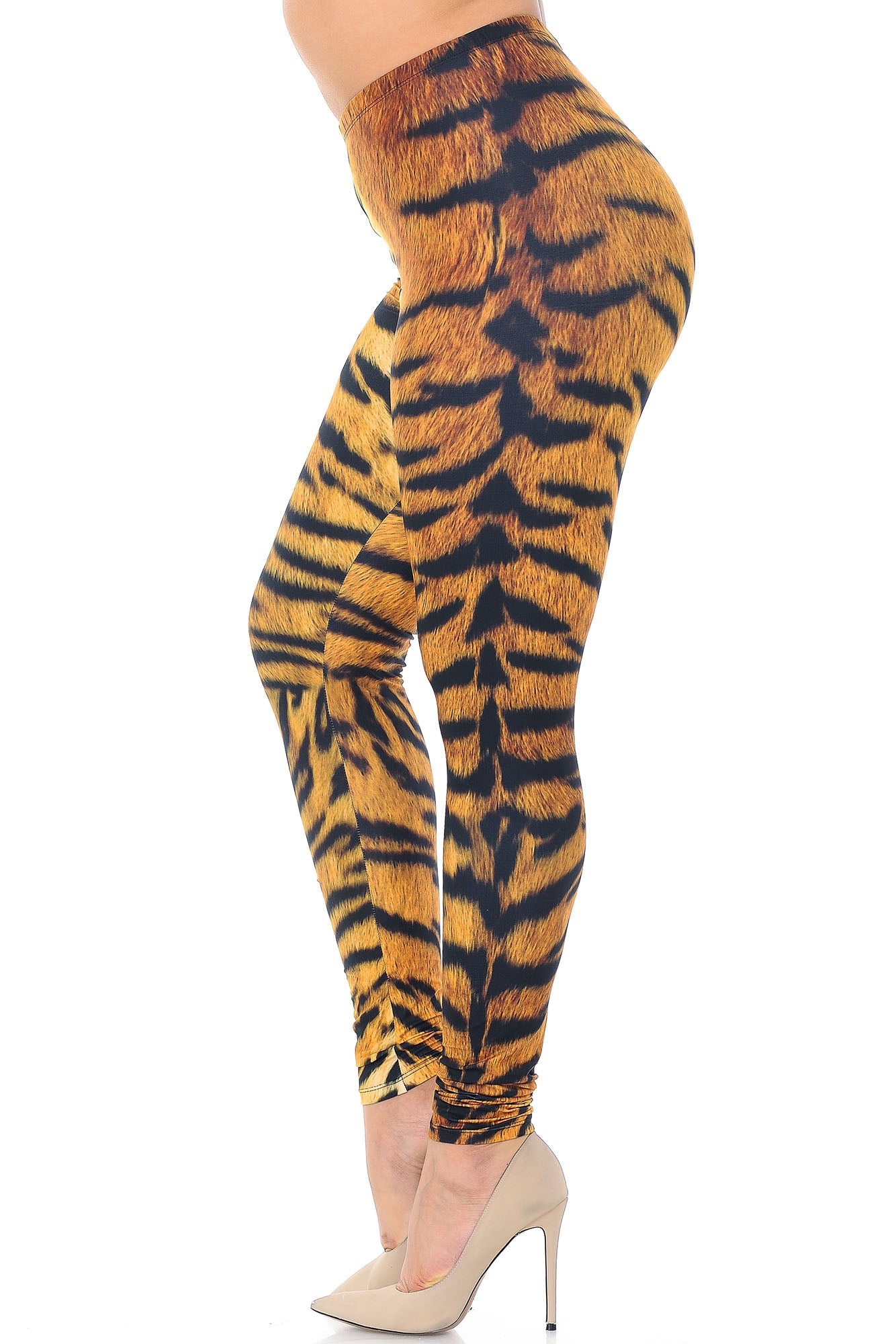 Creamy Soft Leggings Premium Women's Tiger Print Extra Plus, High Rise, Stretchy, Comfortable, 3X-5X Leggings - by USA Fashion