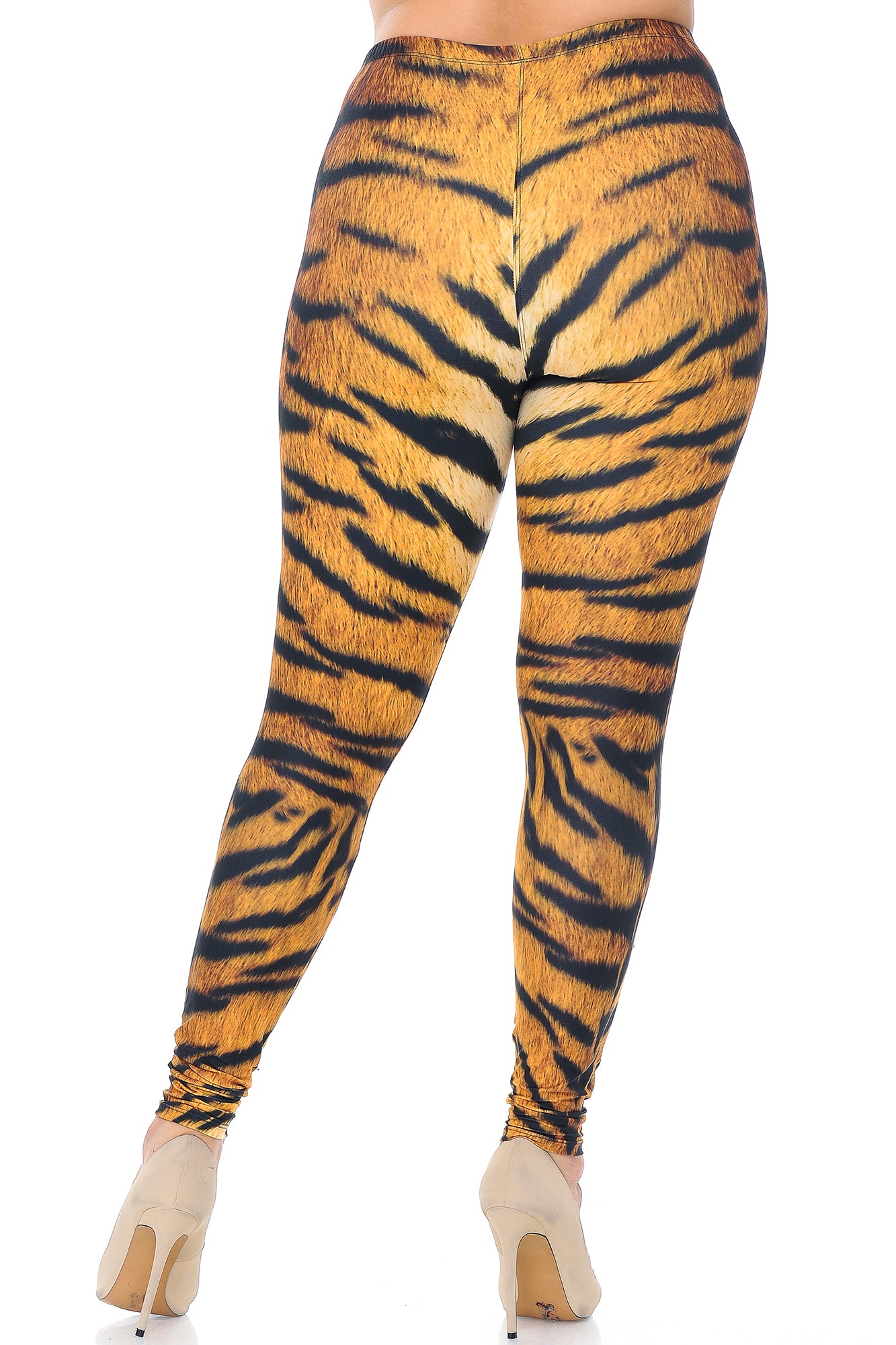 Creamy Soft Leggings Premium Women's Tiger Print Extra Plus, High Rise, Stretchy, Comfortable, 3X-5X Leggings - by USA Fashion