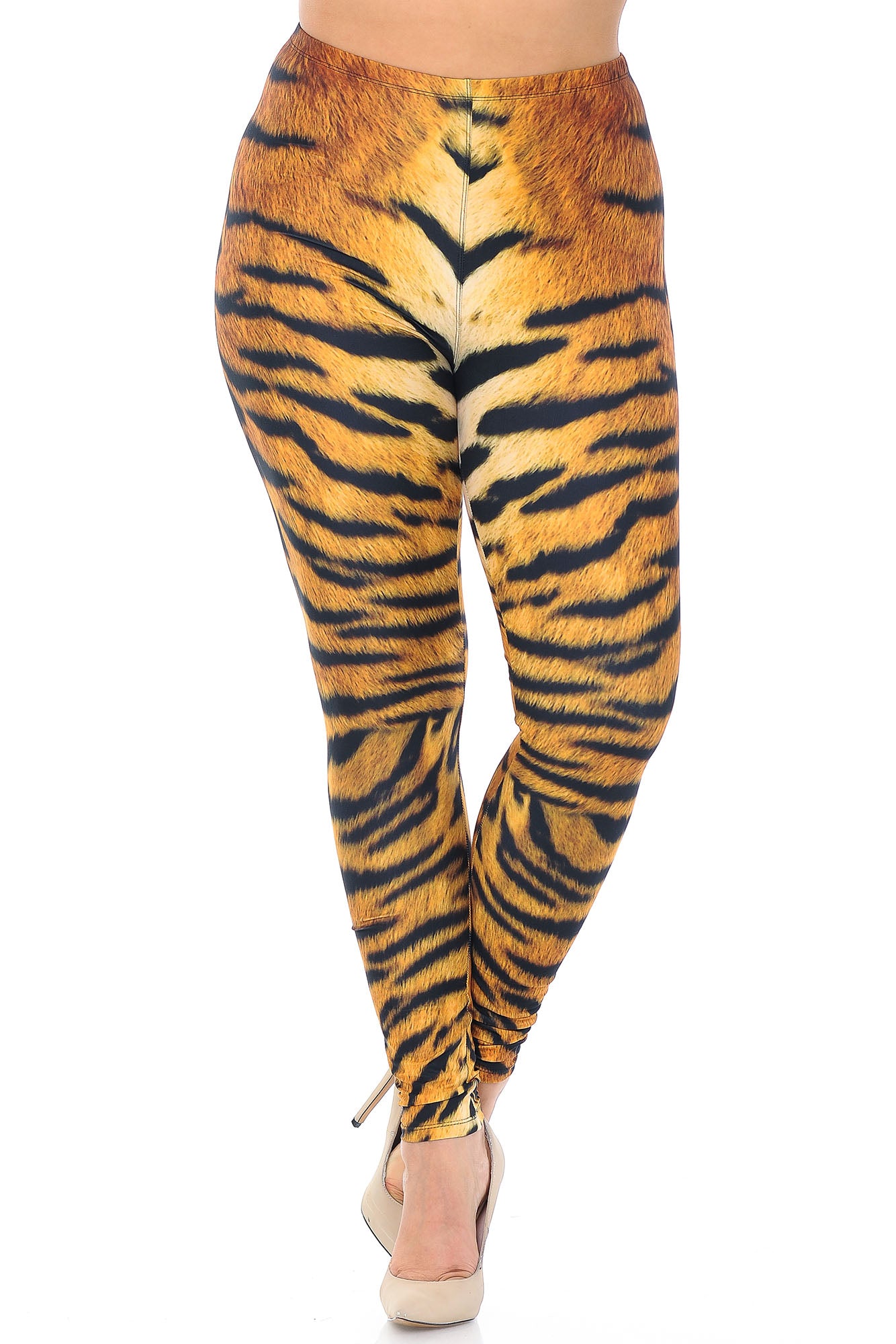 Creamy Soft Leggings Premium Women's Tiger Print Extra Plus, High Rise, Stretchy, Comfortable, 3X-5X Leggings - by USA Fashion