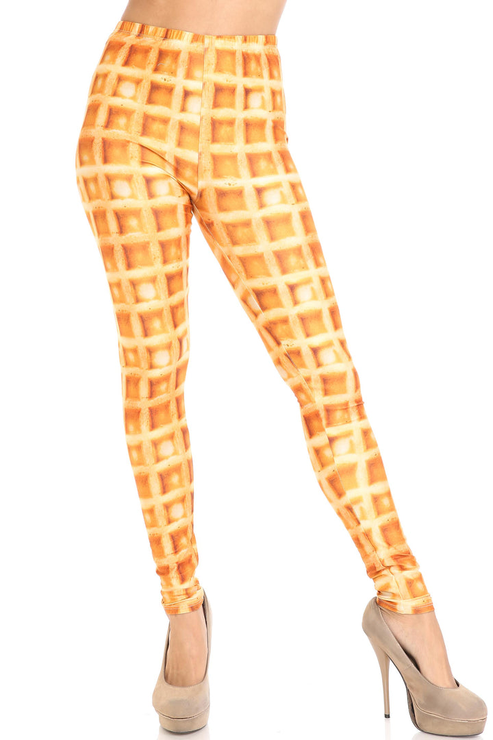 Creamy Soft Leggings Premium Women's Waffle Extra Plus, High Rise, Stretchy, Comfortable, 3X-5X Leggings - by USA Fashion