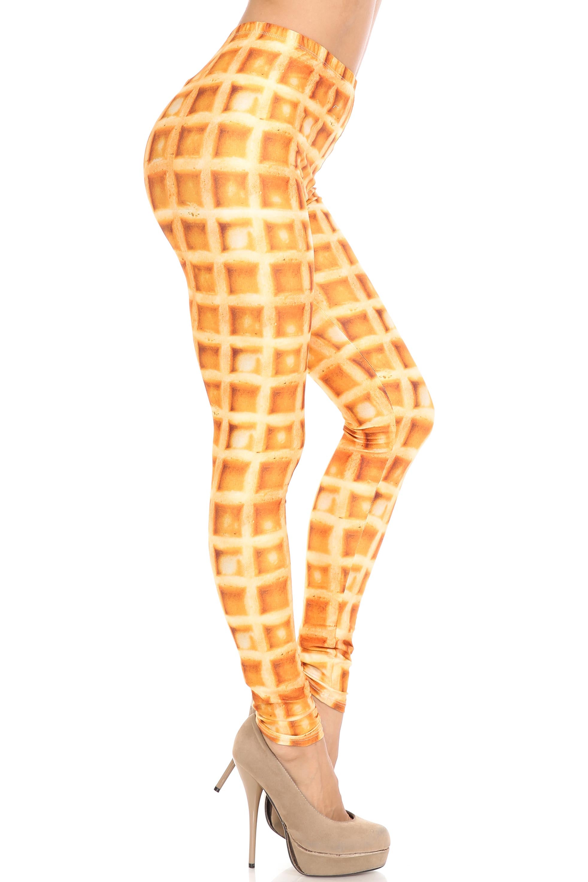 Creamy Soft Leggings Premium Women's Waffle Extra Plus, High Rise, Stretchy, Comfortable, 3X-5X Leggings - by USA Fashion