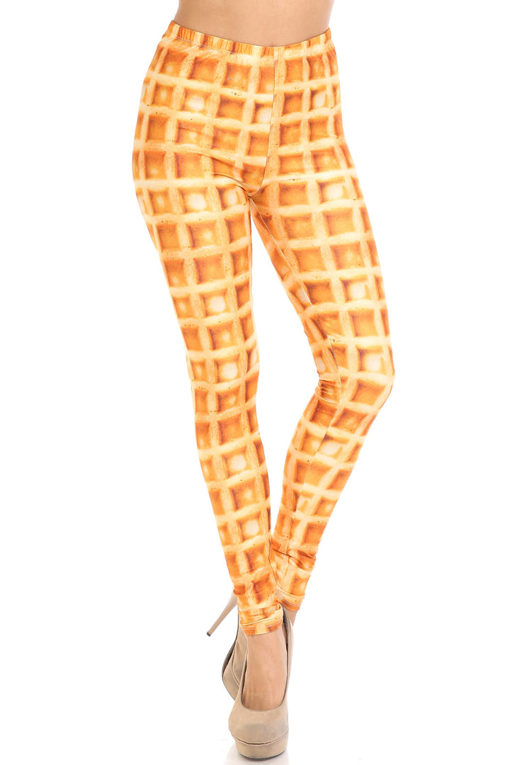 Creamy Soft Leggings Premium Women's Waffle Extra Plus, High Rise, Stretchy, Comfortable, 3X-5X Leggings - by USA Fashion