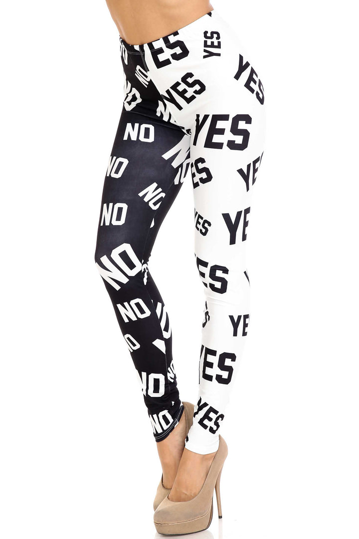 Creamy Soft Leggings Premium Women's Yes and No Extra Plus, High Rise, Stretchy, Comfortable, 3X-5X Leggings - by USA Fashion
