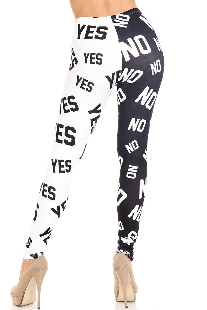 Creamy Soft Leggings Premium Women's Yes and No Extra Plus, High Rise, Stretchy, Comfortable, 3X-5X Leggings - by USA Fashion