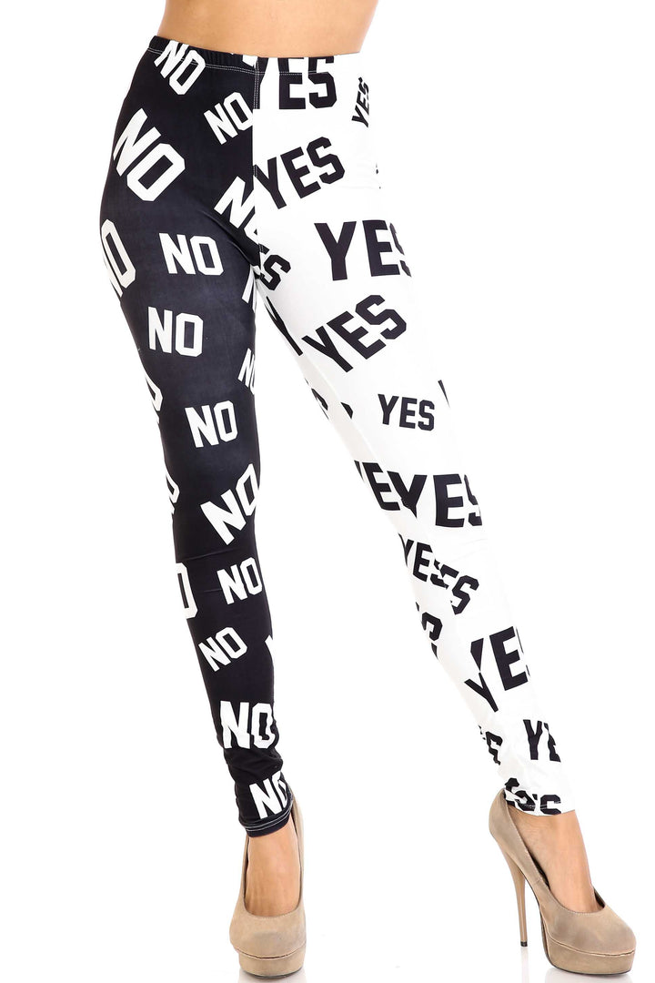 Creamy Soft Leggings Premium Women's Yes and No Extra Plus, High Rise, Stretchy, Comfortable, 3X-5X Leggings - by USA Fashion