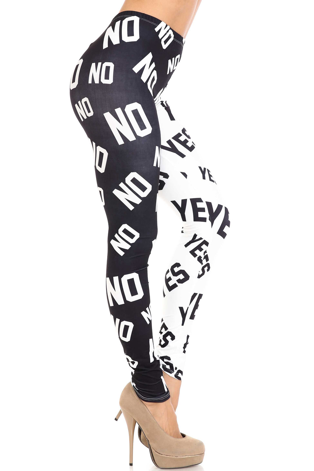 Creamy Soft Leggings Premium Women's Yes and No Extra Plus, High Rise, Stretchy, Comfortable, 3X-5X Leggings - by USA Fashion
