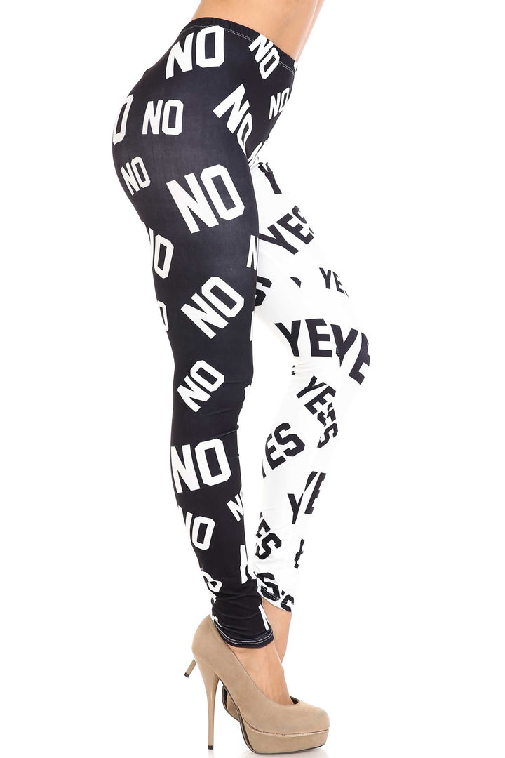 Creamy Soft Leggings Premium Women's Yes and No Extra Plus, High Rise, Stretchy, Comfortable, 3X-5X Leggings - by USA Fashion