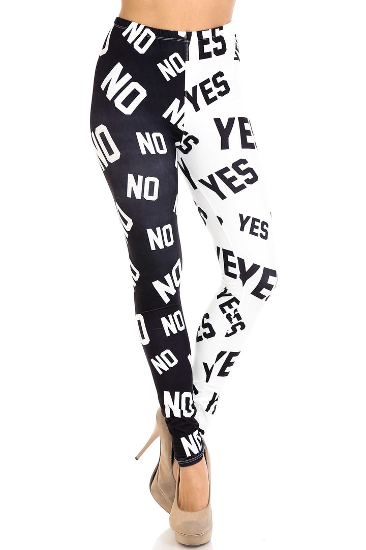 Creamy Soft Leggings Premium Women's Yes and No Extra Plus, High Rise, Stretchy, Comfortable, 3X-5X Leggings - by USA Fashion